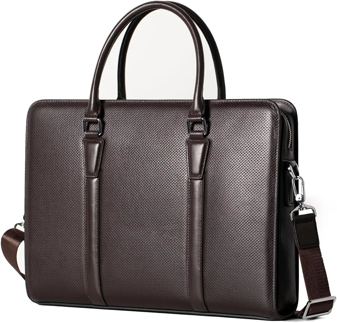 14 Inch Genuine Leather Briefcases for Men Laptop Bag With Lock Business Messenger Bag