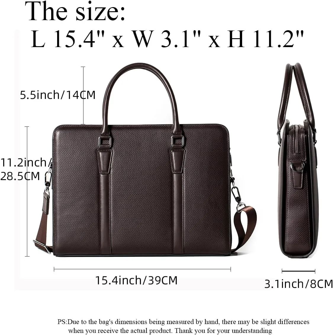 14 Inch Genuine Leather Briefcases for Men Laptop Bag With Lock Business Messenger Bag