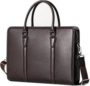 14 Inch Genuine Leather Briefcases for Men Laptop Bag With Lock Business Messenger Bag