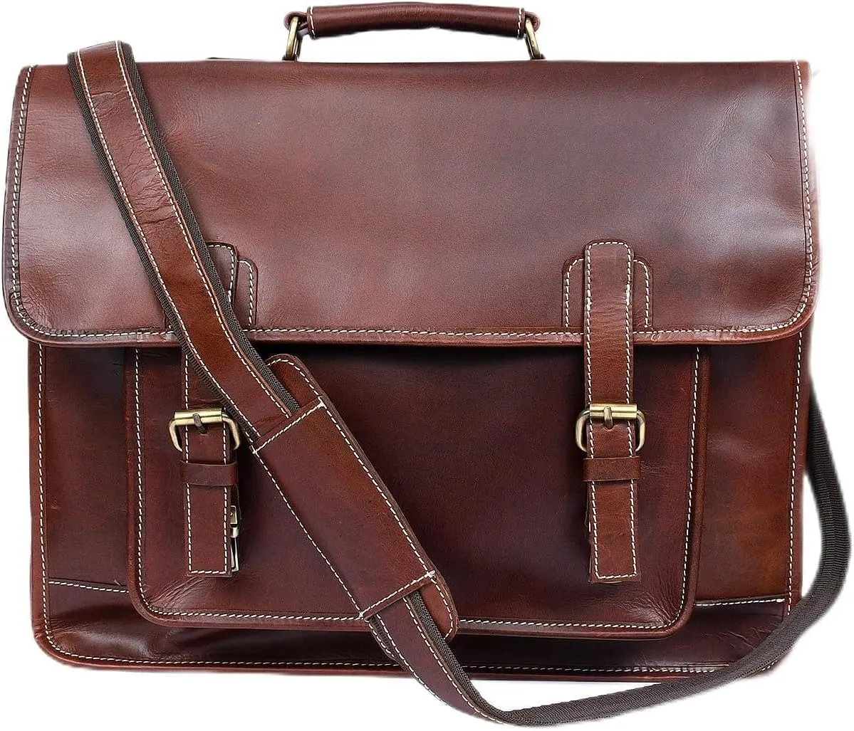 17 inch Top Grain Leather briefcases Laptop Messenger Bags for Men and Women Best Office Satchel Bag