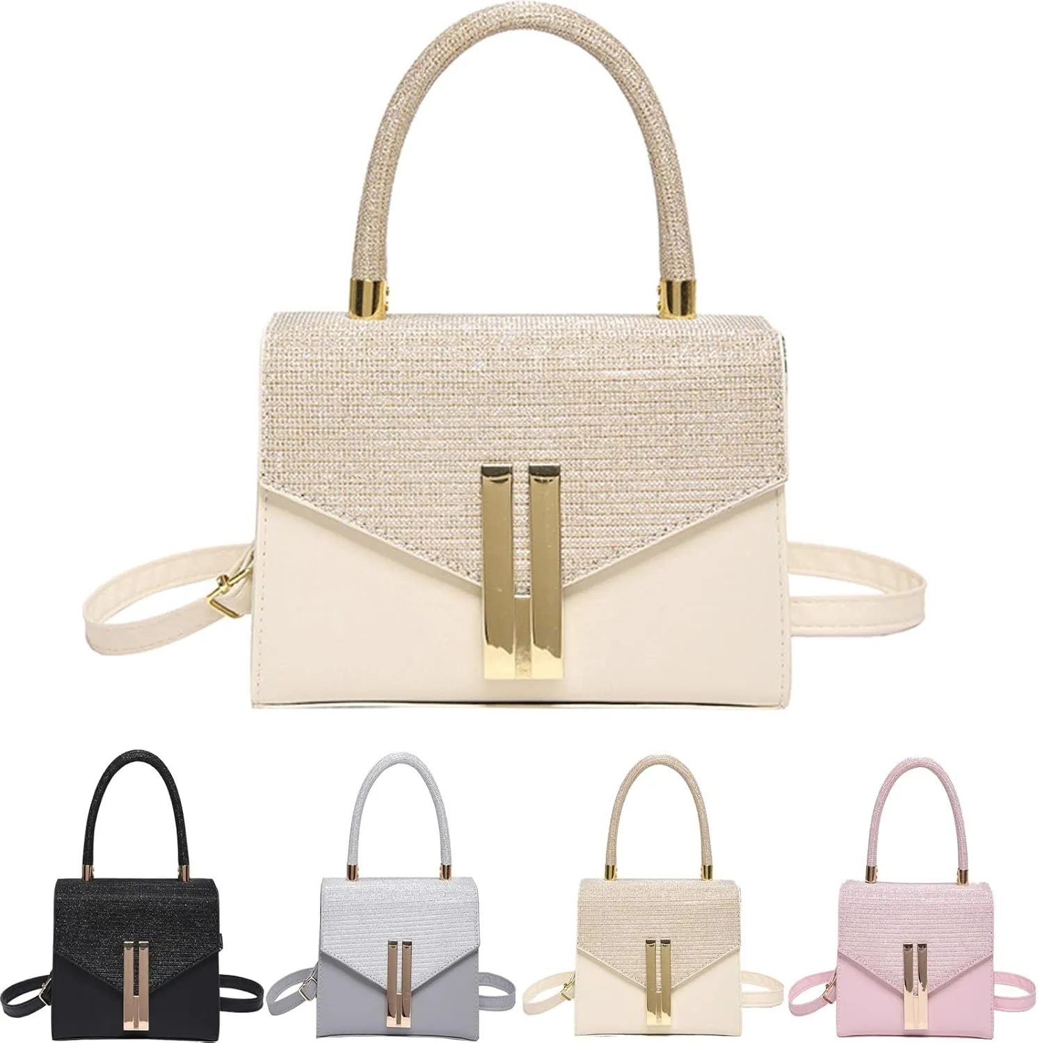 2024 New Women's Leather Satchel Handbag with Mini Crossbody Shoulder Strap Purse Women' Hand Bags Satchel Bag Handle Purses Designer Handbags for Women Clutch Purse Satchel (C)