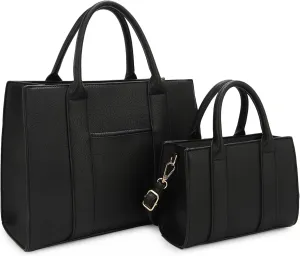 ALYSSA Large Tote Handbag for Women Top Handle Faux Leather Satchel Crossbody Shoulder Purse 2pcs Set