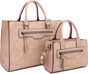 ALYSSA Large Tote Handbag for Women Top Handle Faux Leather Satchel Crossbody Shoulder Purse 2pcs Set
