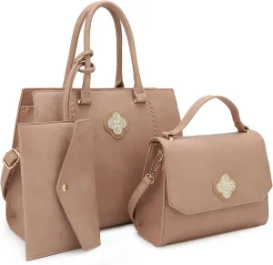 ALYSSA Tote Bag for Women Medium Crossbody Purse Shoulder Bag Top Handle Satchel Cute Wallet 3Pcs Handbags Set Gift