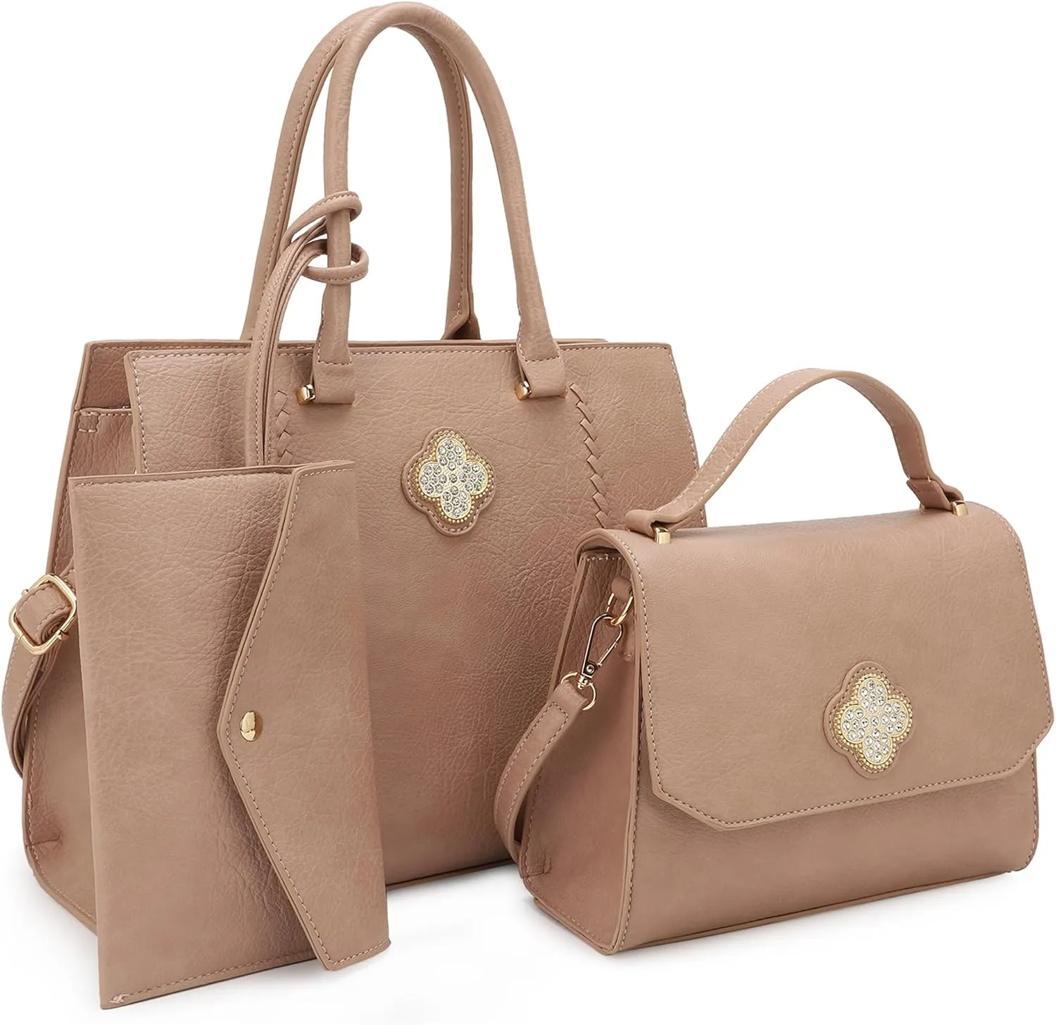ALYSSA Tote Bag for Women Medium Crossbody Purse Shoulder Bag Top Handle Satchel Cute Wallet 3Pcs Handbags Set Gift