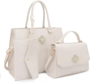 ALYSSA Tote Bag for Women Medium Crossbody Purse Shoulder Bag Top Handle Satchel Cute Wallet 3Pcs Handbags Set Gift