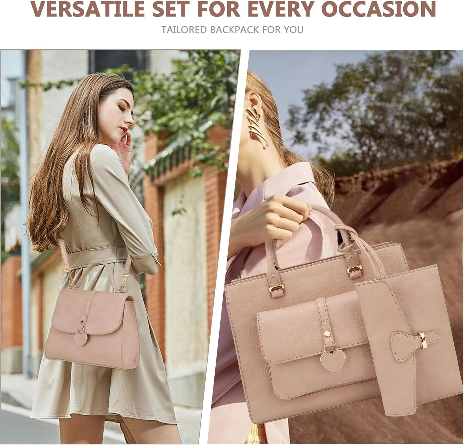 ALYSSA Tote Bag for Women Medium Crossbody Purse Shoulder Bag Top Handle Satchel Cute Wallet 3Pcs Handbags Set Gift