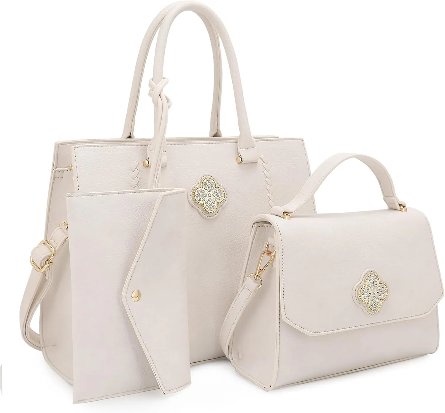 ALYSSA Tote Bag for Women Medium Crossbody Purse Shoulder Bag Top Handle Satchel Cute Wallet 3Pcs Handbags Set Gift