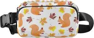 Autumn Squirrel Leaf Fanny Packs for Women Designer Belt Bags Hip Pack Waterproof Waist Purse for Women