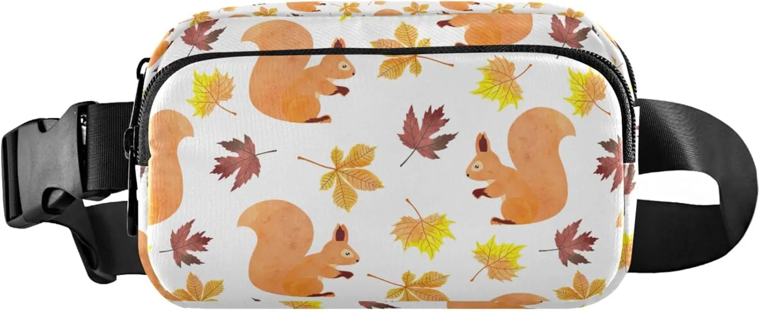 Autumn Squirrel Leaf Fanny Packs for Women Designer Belt Bags Hip Pack Waterproof Waist Purse for Women