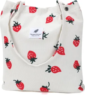 Ayieyill Corduroy Tote Bag for Women Canvas Shoulder Cord Purse with Inner Pocket