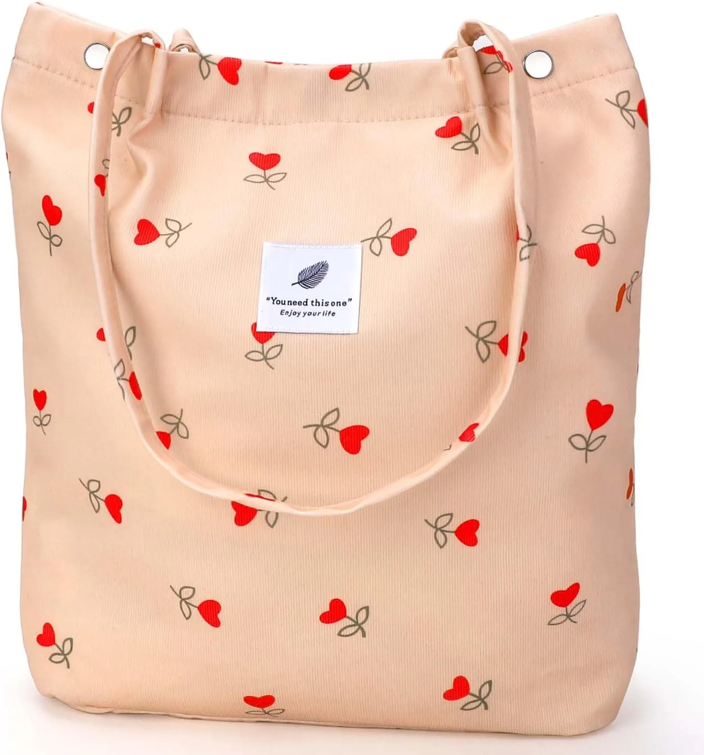 Ayieyill Corduroy Tote Bag for Women Canvas Shoulder Cord Purse with Inner Pocket
