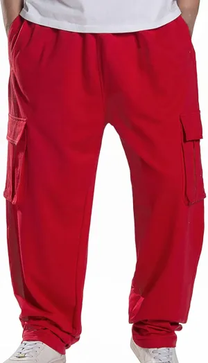 Baggy Cargo Sweatpants for Men Relaxed Fit Athletic Pants Gym Tapered Trousers Fall Casual Pants with Multi Pockets
