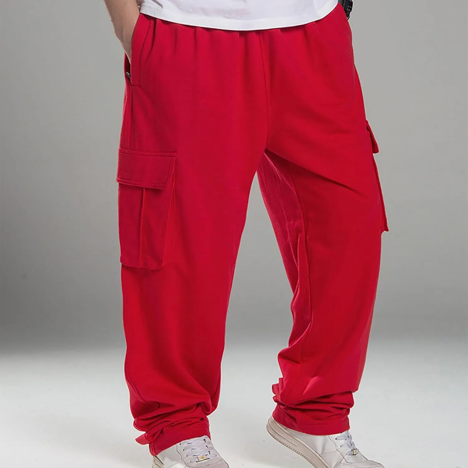 Baggy Cargo Sweatpants for Men Relaxed Fit Athletic Pants Gym Tapered Trousers Fall Casual Pants with Multi Pockets