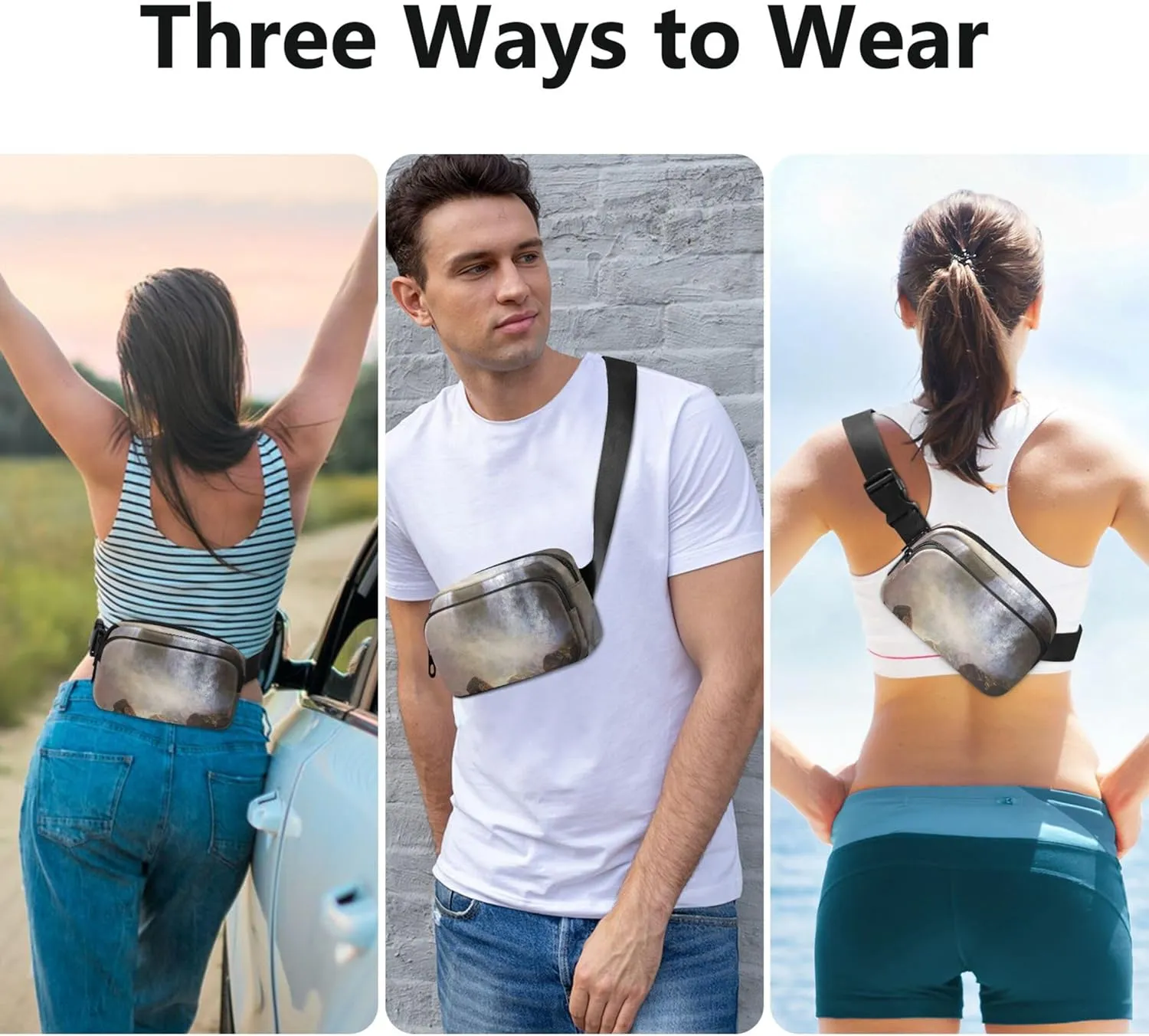 Bierstadt Albert Falls Landscape Women Fanny Pack Waterproof Large Hip Belt Bag Pattern Waist Bag for Women