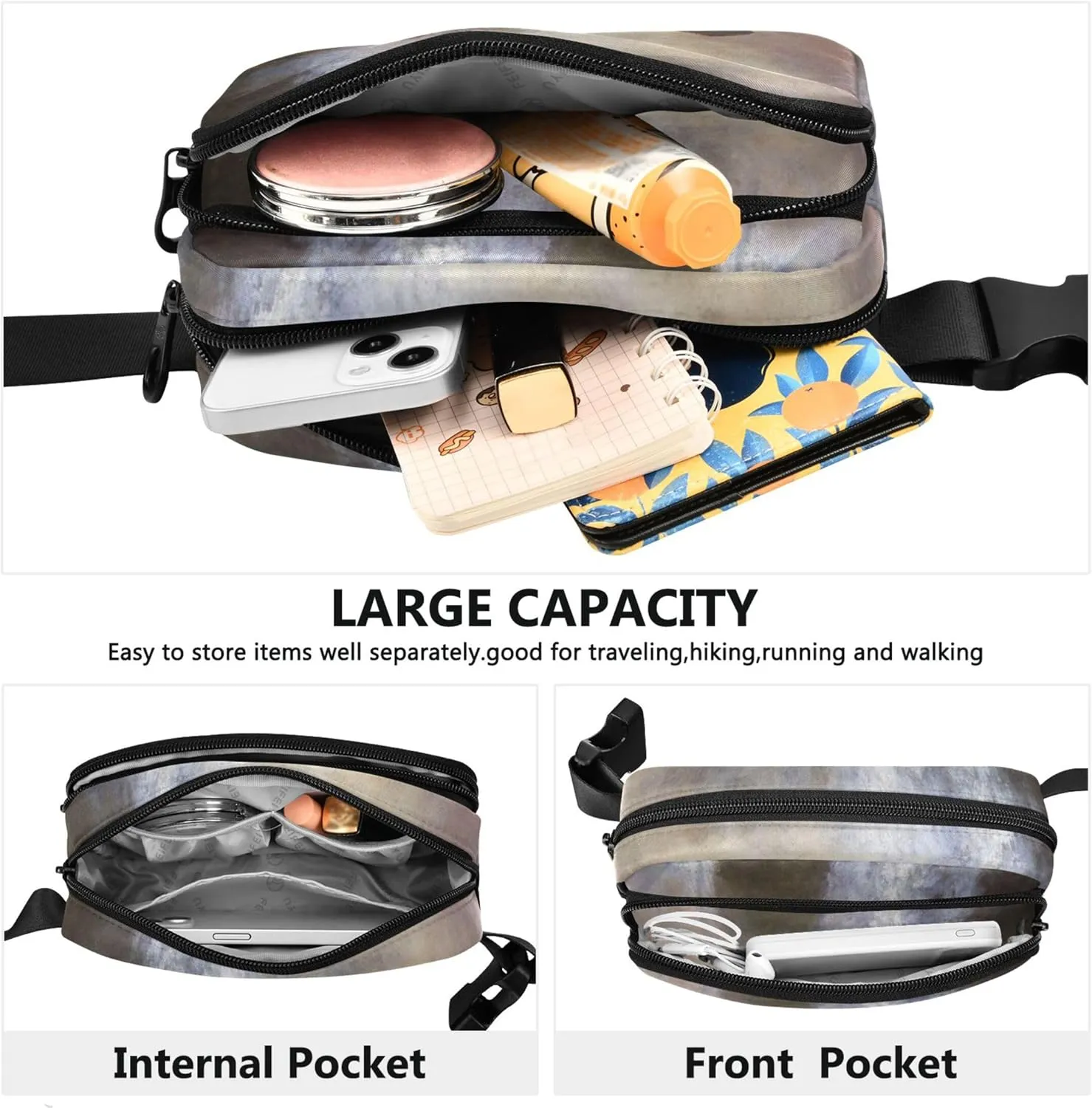 Bierstadt Albert Falls Landscape Women Fanny Pack Waterproof Large Hip Belt Bag Pattern Waist Bag for Women