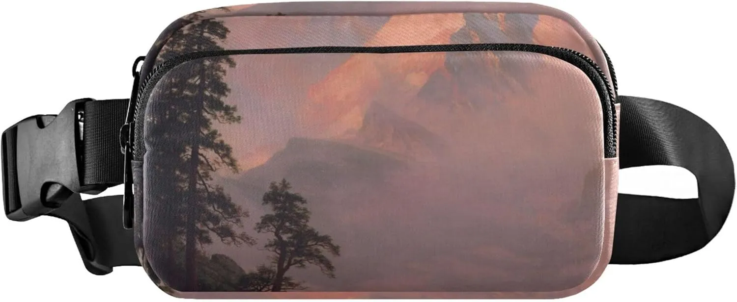 Bierstadt Albert Sunrise Matterhorn Waterproof Women Fanny Packs Anti Theft Belt Bag Bright Cross Body Waist Purse