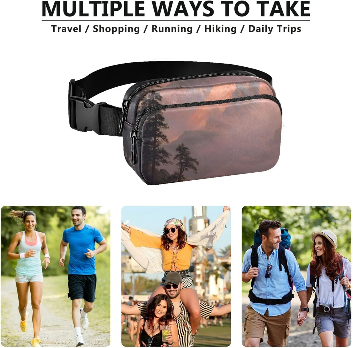 Bierstadt Albert Sunrise Matterhorn Waterproof Women Fanny Packs Anti Theft Belt Bag Bright Cross Body Waist Purse
