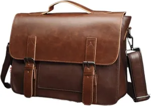 Briefcases for men Leather Men Shoulder Crossbody Bag Large Brown Travel Briefcase Business Documents Laptop Bags