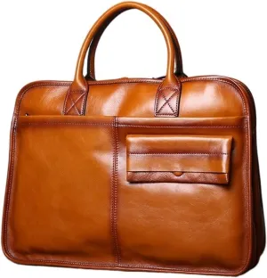 Briefcases for men Men Leather Briefcase Retro Cowhide Large Capacity Handbag Shoulder Computer Bag