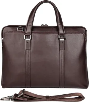 Briefcases Genuine Leather Briefcase Men Leather Business Bag 15.6" Laptop Bag 14 Male Office Bag(Coffee)