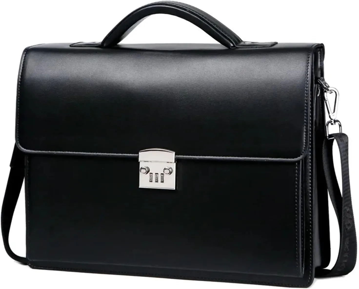 Briefcases Leather Bag for Men Bag Executive Briefcase Man Suitcase Laptop Men's Handbag Business Tote(Black)