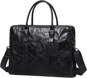 Briefcases Leather Briefcase Men's Business Handbag Men's Genuine Leather Laptop Shoulder Bag(Color 1)