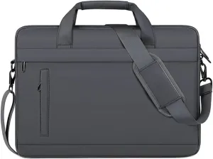 Briefcases Men Briefcase Bag Business PU Leather Shoulder Messenger Bags Office Handbags 14 Inch Laptop Bag(Grey)