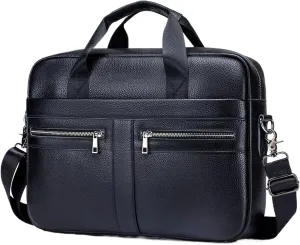 Briefcases Men's Bags, Leather Handbags, Men's Briefcase, 15 Inch Computer File Bag(Black)