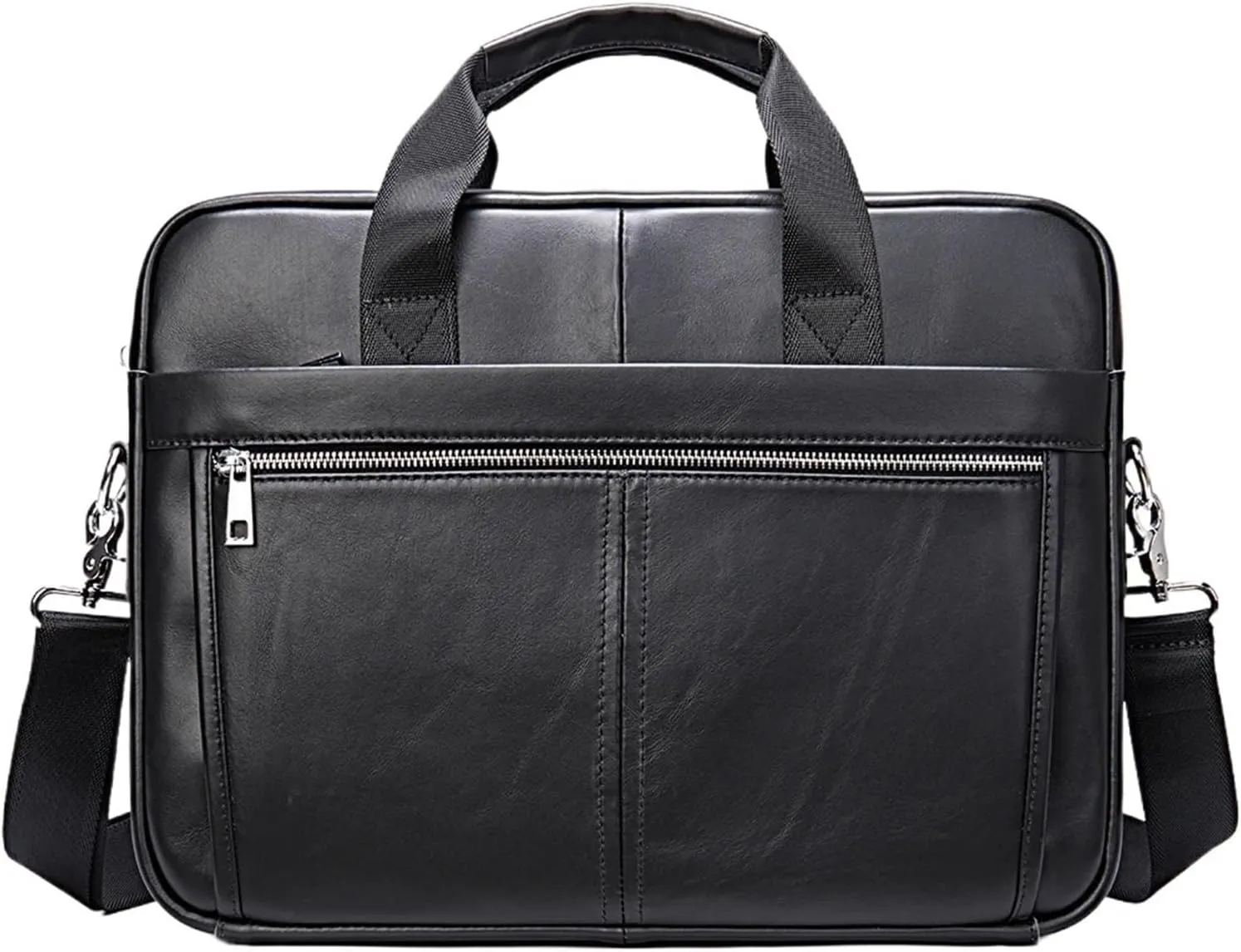Briefcases Men's Genuine Leather Bag Men's Office Bags for Men Messenger Bag Laptop Business 15 Inch(Lack)
