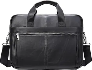 Briefcases Men's Genuine Leather Bag Men's Office Bags for Men Messenger Bag Laptop Business 15 Inch(Lack)