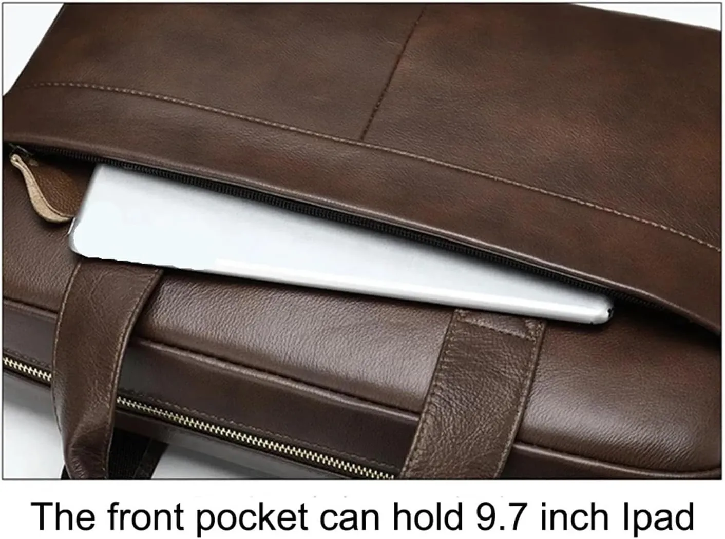 Briefcases Men's Genuine Leather Bag Men's Office Bags for Men Messenger Bag Laptop Business 15 Inch(Lack)