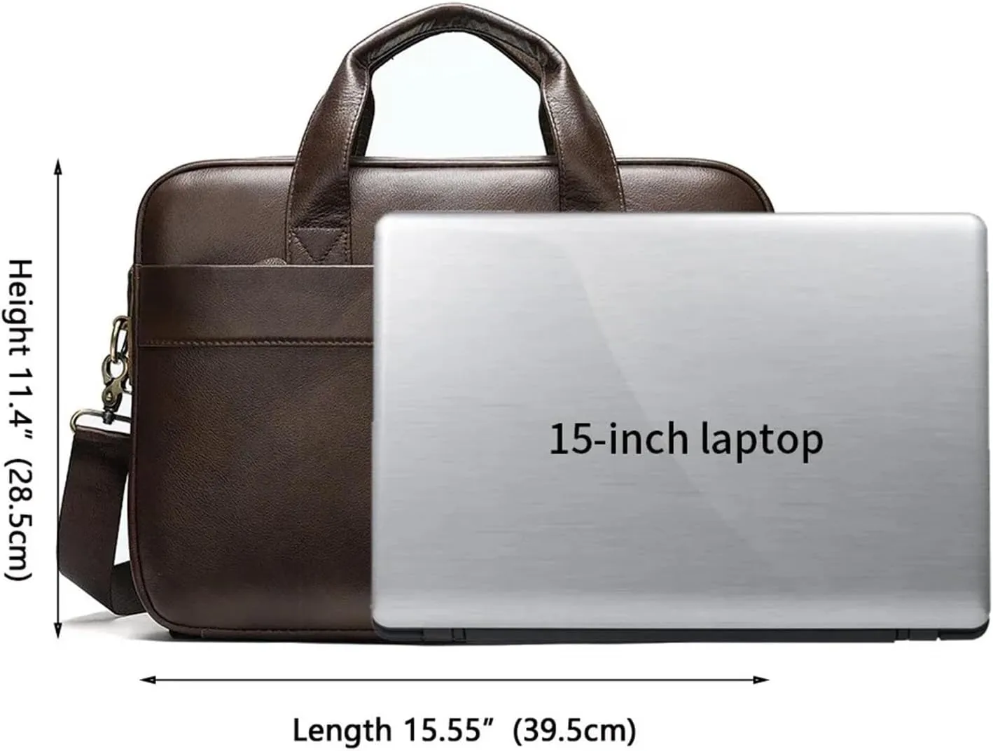 Briefcases Men's Genuine Leather Bag Men's Office Bags for Men Messenger Bag Laptop Business 15 Inch(Lack)