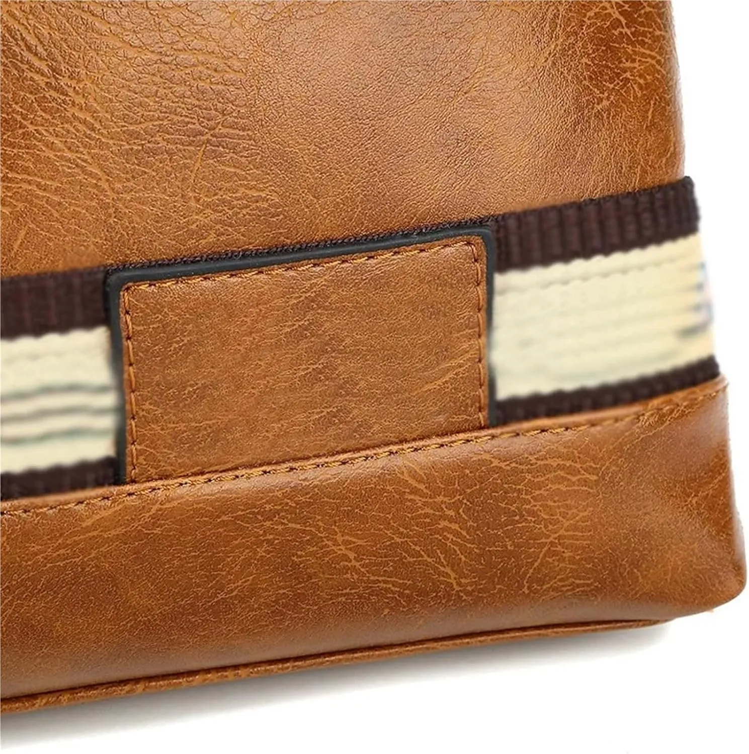 Briefcases PU Leather Color Stripe Men's Briefcase Men's Executive Briefcase Shoulder Retro Messenger Bag(Brown)