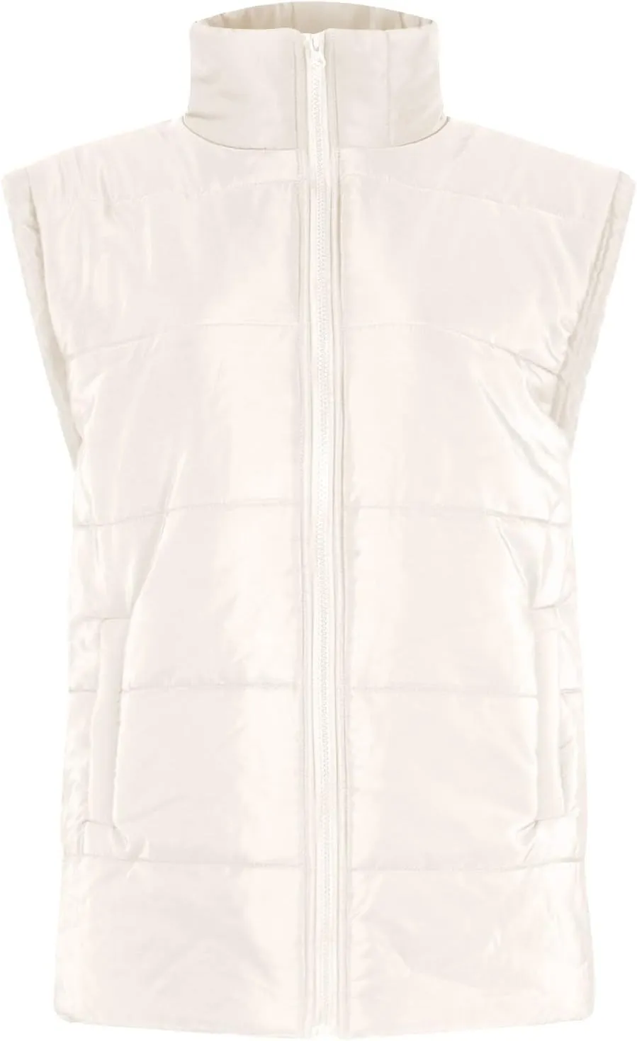 Bubble Puffer Vest Women Oversized Winter Warm Zip Up Jacket Coat Fall Casual Sleeveless Stand Collar Quilted Outwear