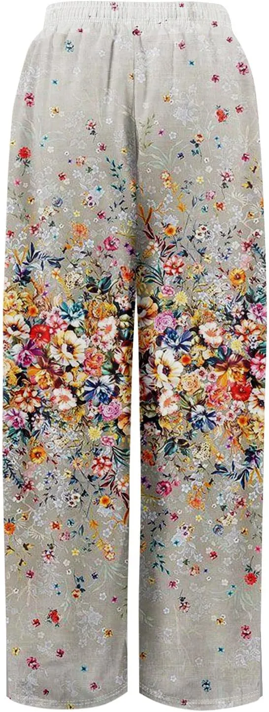 Business Casual Pants for Women Elastic Waist Dressy Baggy Trendy Casual Palazzo Relaxed Fit High Waist Trousers