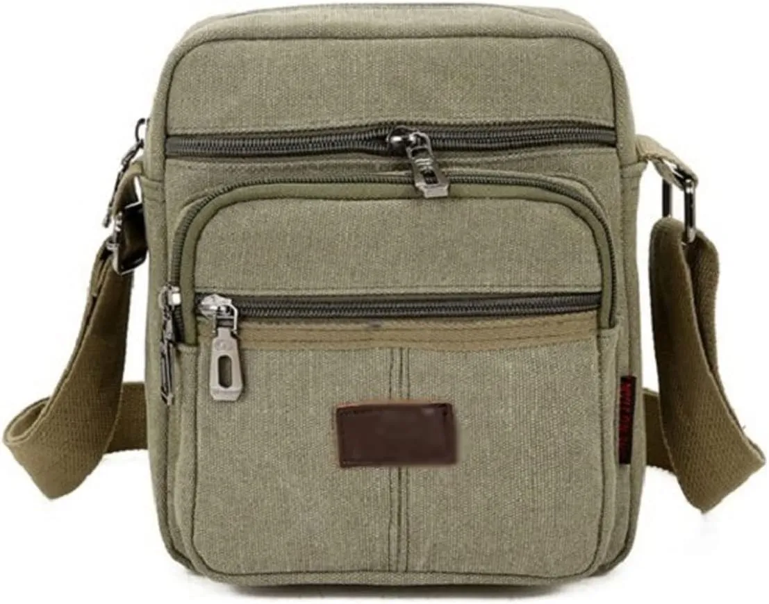 Canvas Shoulder Outdoor Casual Messenger Bags Simple Zipper Travel Business Crossbody Bag Black