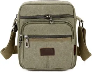 Canvas Shoulder Outdoor Casual Messenger Bags Simple Zipper Travel Business Crossbody Bag Black