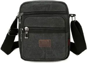 Canvas Shoulder Outdoor Casual Messenger Bags Simple Zipper Travel Business Crossbody Bag Black
