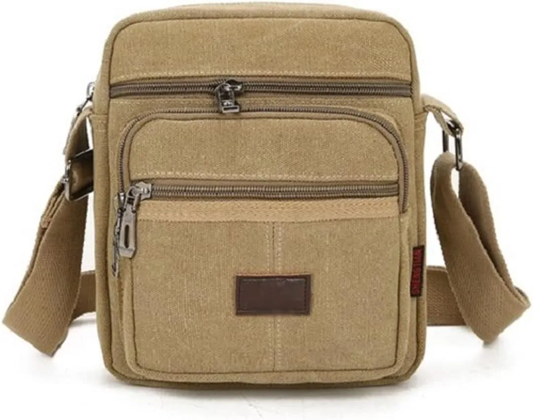 Canvas Shoulder Outdoor Casual Messenger Bags Simple Zipper Travel Business Crossbody Bag Black