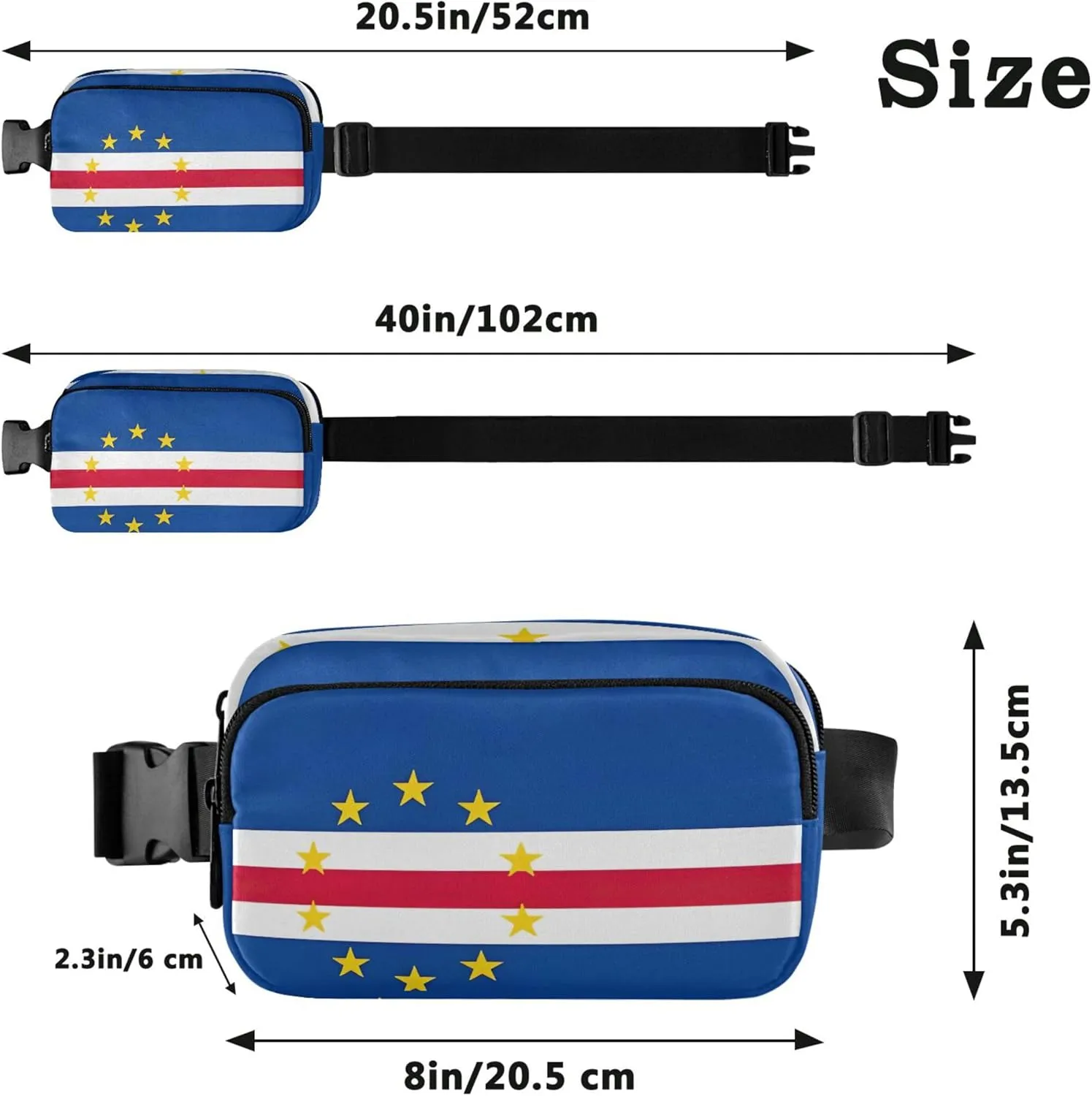 Cape Verde Flag Waterproof Fanny Packs Women Hip Bag Belt Purse Flower Waist Pack for Women