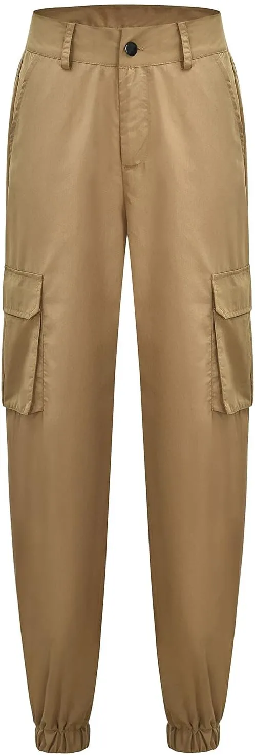 Cargo Joggers Women's Relaxed Fit Stretch Cargo Straight Pant Casual High Waist Military Outdoor Trousers Sweatpants