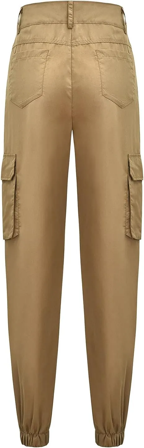 Cargo Joggers Women's Relaxed Fit Stretch Cargo Straight Pant Casual High Waist Military Outdoor Trousers Sweatpants