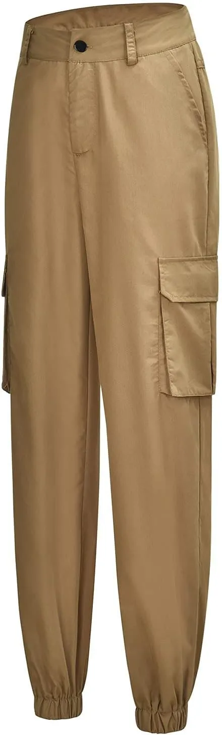 Cargo Joggers Women's Relaxed Fit Stretch Cargo Straight Pant Casual High Waist Military Outdoor Trousers Sweatpants