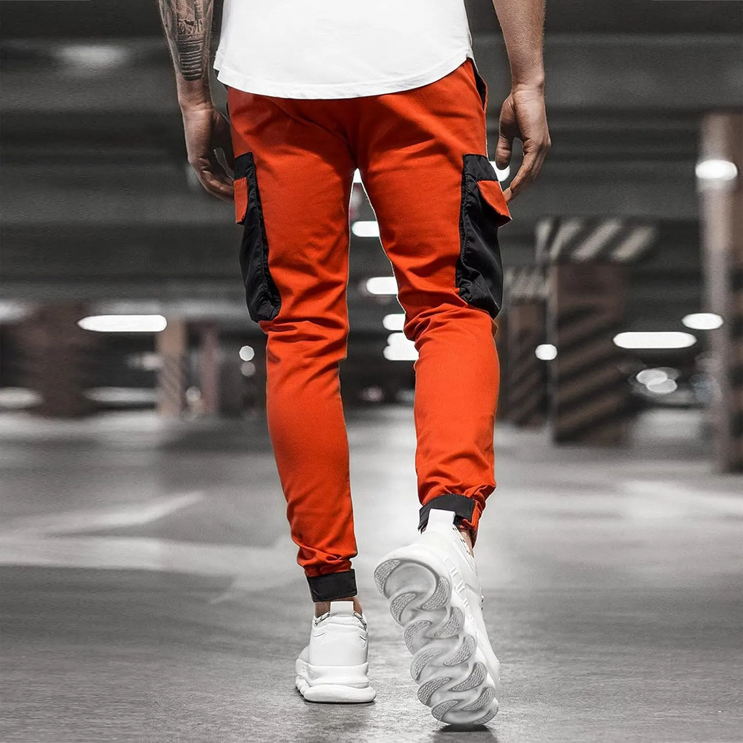 Cargo Pants for Men Relaxed Fit Mens Jogger Pants Drawstring Trousers Stretch Elastic Waist Outdoor Pants Sweatpants
