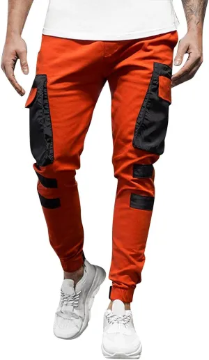 Cargo Pants for Men Relaxed Fit Mens Jogger Pants Drawstring Trousers Stretch Elastic Waist Outdoor Pants Sweatpants