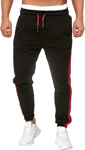 Cargo Pants for Men Relaxed Fit Stretch Elastic Waist Athletic Workout Jogger Pants Drawstring Sport Trousers Men's