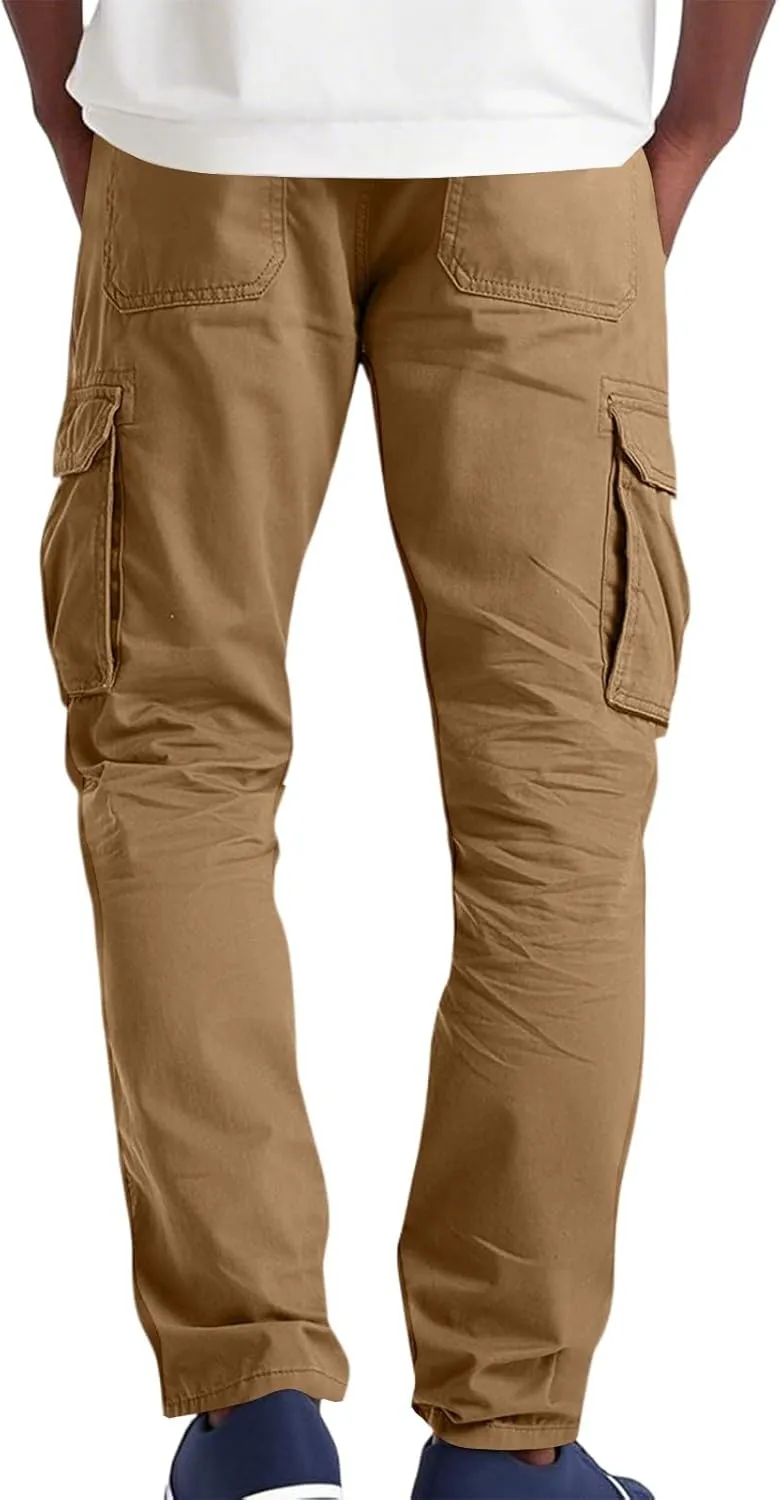 Cargo Pants Men Ripstop Relaxed Fit Trousers Hiking Tapered Joggers Hunting Water Resistant Straight Leg Pants Outdoor