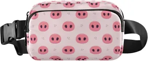 Cartoon Pig Noses Pink Fanny Packs Women Funny Belt Bags Hip Pack Waterproof Waist Bag for Women