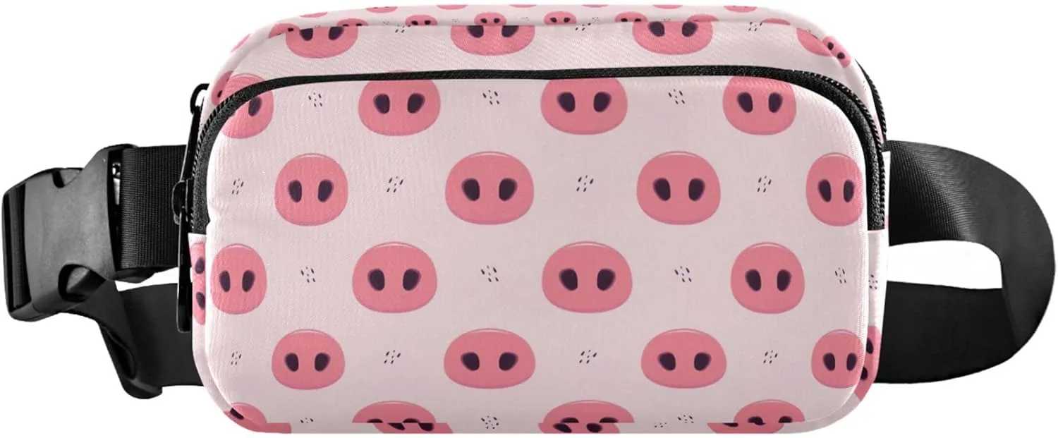 Cartoon Pig Noses Pink Fanny Packs Women Funny Belt Bags Hip Pack Waterproof Waist Bag for Women